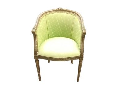 Lot 1397 - Late 19th/early 20th centry French style salon chair with gilt frame and green upholstery