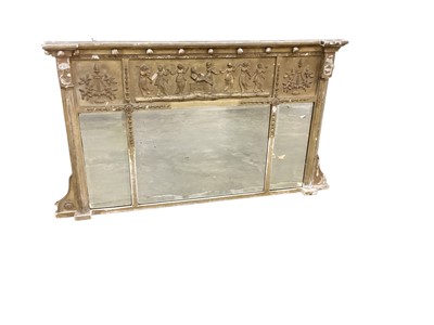 Lot 1364 - 19th century gilt framed overmantel mirror with classical frieze