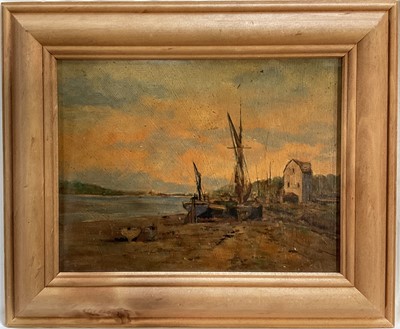 Lot 140 - English School, oil on board, Woodbridge Tide Mill, 16cm x 22cm, glazed frame