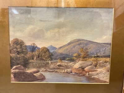 Lot 1167 - Frederick Foot, 19th century, watercolour - Fishman on a River, signed, in glazed gilt frame