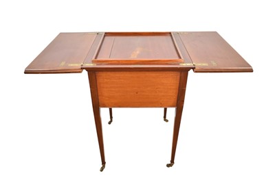 Lot 1253 - Edwardian mahogany patent surprise cocktail cabinet with dual hinge top