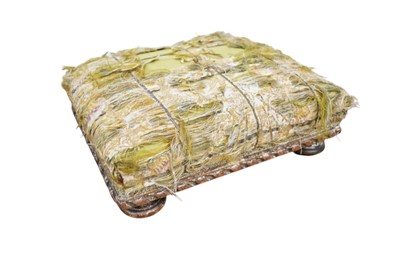 Lot 1256 - 19th century giltwood footstool with remnants of silk upholstery