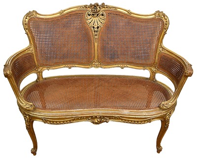 Lot 1258 - 19th century carved giltwood bergère salon sofa