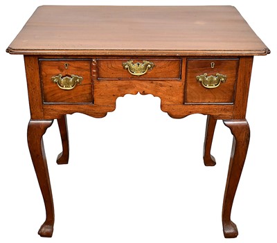 Lot 1263 - George II red walnut lowboy with three drawers