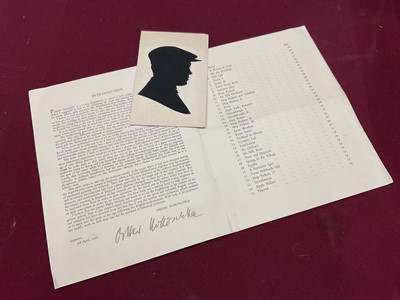 Lot 217 - Philip Moysey exhibition catalogue for the Waddington Galleries, hand signed by Philip Moysey and by Oskar Koroschka (author of the introduction), together with a 1920s papercut silhouette by Ha...