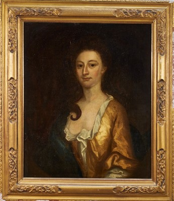 Lot 1004 - English School, 18th century, oil on canvas - Portrait of a Lady, in gilt frame