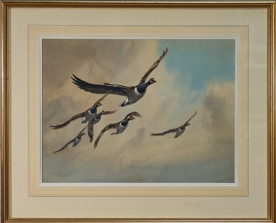 Lot 995 - *John Cyril Harrison (1898-1985) watercolour - Geese in Flight, signed, in glazed gilt frame
