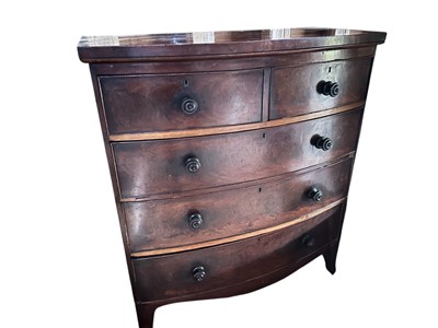 Lot 5344 - Mid 19th century mahogany bowfront chest of two short over three long graduated drawers, 106cm wide x 55cm deep x 119cm high