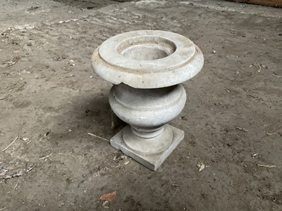Lot 5353 - Carved marble garden urn, on square foot, 31cm high