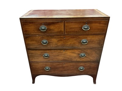 Lot 1314 - Regency mahogany and line inlaid chest of two short over three long graduated drawers on splayed bracket feet, 98cm wide x 46cm deep x 104cm high