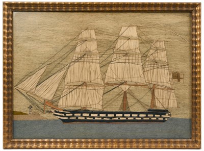 Lot 729 - 19th century woolwork ship picture