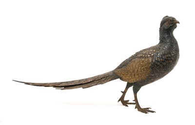 Lot 700 - Early 20th century Austrian cold painted bronze sculpture of a pheasant by Franz Bergmann