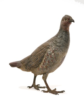 Lot 701 - Early 20th century Austrian cold painted bronze sculpture of an English partridge by Franz Bergmann