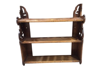 Lot 5341 - Antique wall mounted shelf measuring approximately 60.5cm wide x 64cm tall