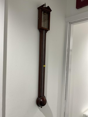 Lot 5147 - Georgian style mahogany inlaid stick barometer