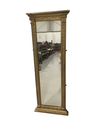 Lot 5299 - Large rectangular gilt mirror measuring approximately 141cm x 51cm