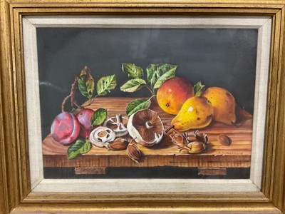 Lot 5294 - Robert Dumont-Smith (1908-1994), oil painting, still life of fruit and vegetables, framed, 34m x 24cm