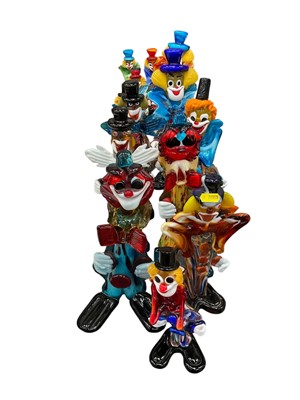 Lot 140 - A shudder of 17 Murano glass clowns, the tallest 37cm