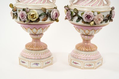 Lot 5 - Pair of Dresden vases and covers