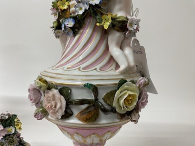 Lot 5 - Pair of Dresden vases and covers