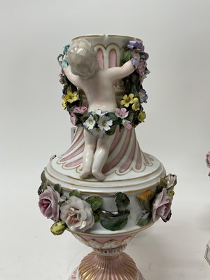 Lot 5 - Pair of Dresden vases and covers