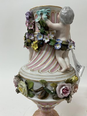 Lot 5 - Pair of Dresden vases and covers