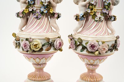 Lot 5 - Pair of Dresden vases and covers