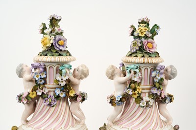 Lot 5 - Pair of Dresden vases and covers