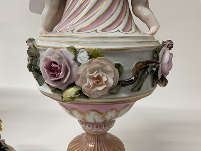 Lot 5 - Pair of Dresden vases and covers