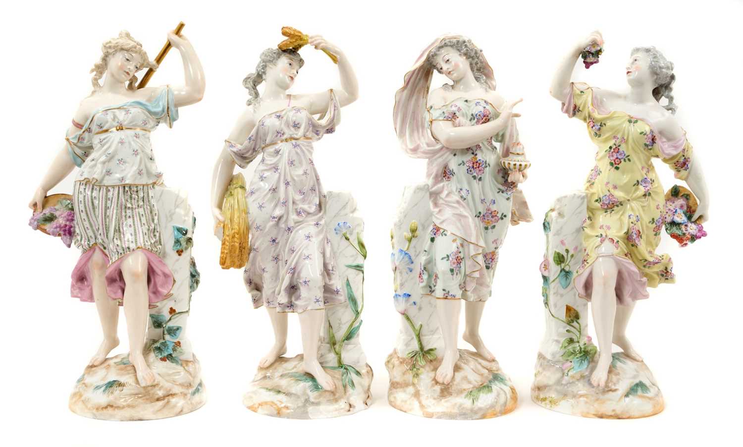 Lot 4 - Suite of four Meissen style allegorical figures representing the seasons