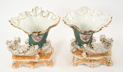 Lot 3 - Pair of 19th century Jacob Petit cornucopia vases