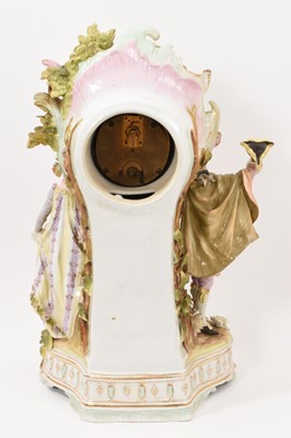 Lot 6 - Impressive Dresden porcelain mantel clock with 18th century costumed figures and foliage.
