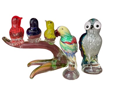 Lot 201 - Three Murano glass bird groups