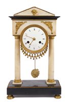 Lot 662 - 19th century portico Clocksck with French...