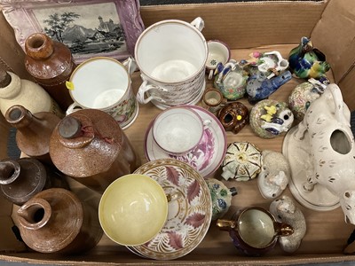 Lot 138 - 19th century decorative ceramics, including two Castle pilgrim flasks, stoneware, lustre and other items
