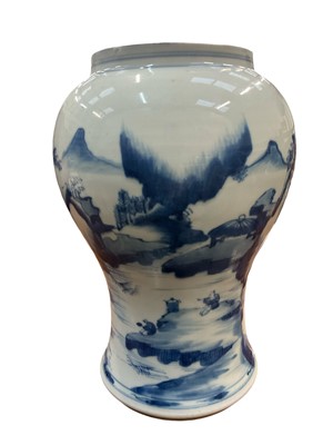 Lot 208 - Chinese blue and white baluster vase, double ring mark, 27.5cm high