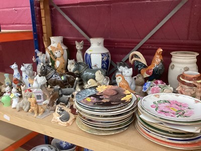 Lot 766 - Lot of animal and bird figures, picture plates, Beswick Cockerel etc