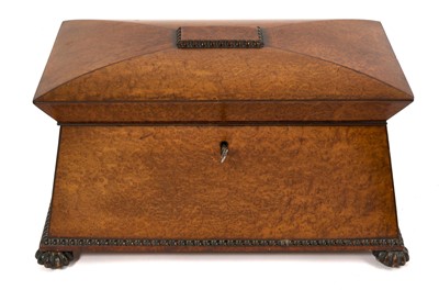 Lot 834 - Good George IV burr wood tea caddy