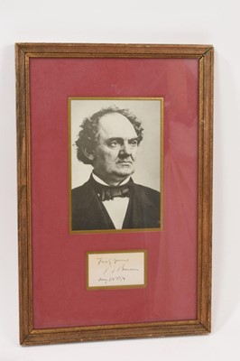Lot 777 - P. T. Barnum - autograph signature, presented with