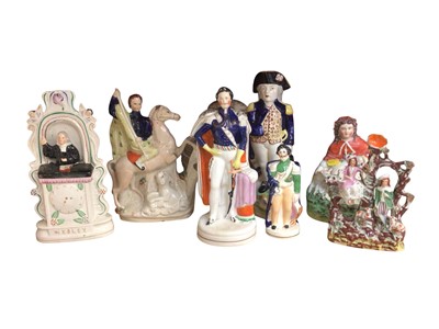 Lot 707 - Victorian Staffordshire Wesley and two Staffordshire Nelson's, and others