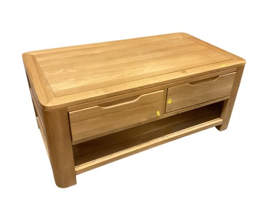 Lot 1305 - Contemporary light oak coffee table with two drawers