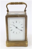 Lot 670 - 19th century carriage Clocksck with French...