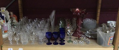 Lot 711 - Group of glassware to include cut glass, coloured glass and cranberry trumpet shaped vase