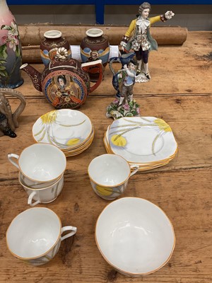 Lot 16 - 1920s/30s Art Deco Royal Albert Harvest Moon tea wares, together with Japanese Satsuma pottery, Dresden figure, etc