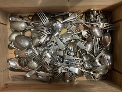 Lot 244 - Quantity of antique and later silver plated cutlery