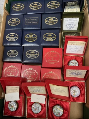 Lot 131 - Collection of Crummles enamel Christmas boxes, boxed. (22)