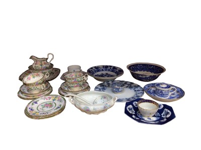 Lot 713 - 18th century Bow porcelain plate together with Edwardian Minton tea ware, 19th century canton porcelain dish, Worcester tea bowl and other china