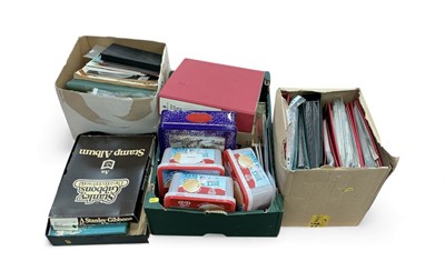 Lot 467 - Four boxes of stamps, to include First Day Covers, loose stamps and albums, (4 boxes).