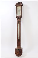 Lot 673 - Victorian stick barometer with ivory...