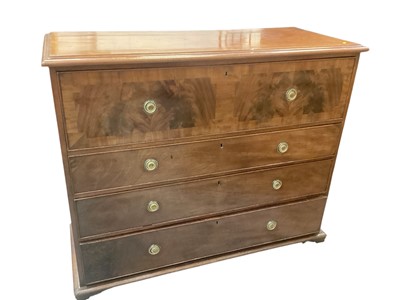 Lot 1311 - Nineteenth century mahogany chest of four drawers, the top drawer being exceptionally deep, 132cm wide, 34cm deep, 108cm high